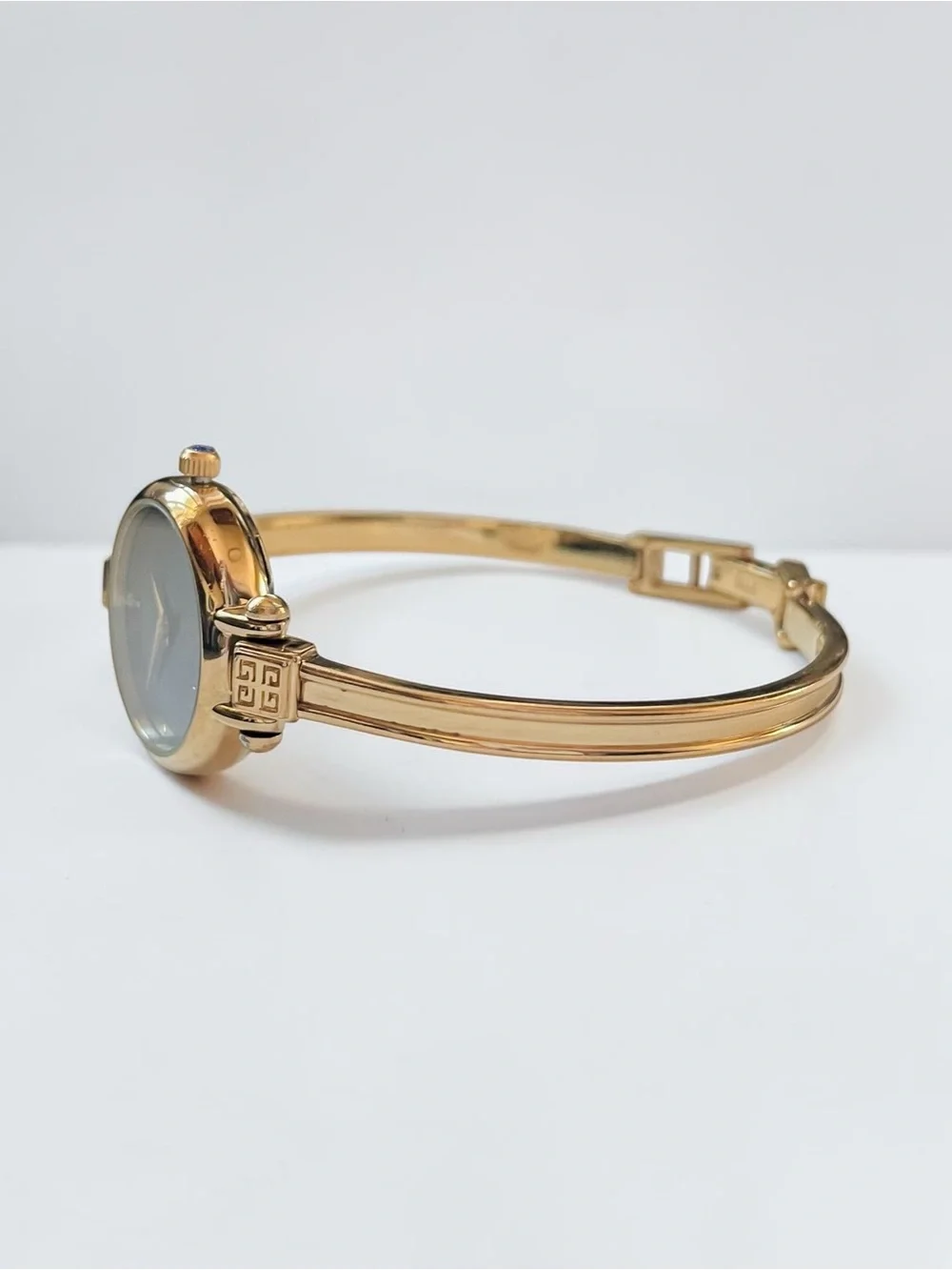 Vintage Givenchy Bangle Watch Gold Plated, Blue Dial